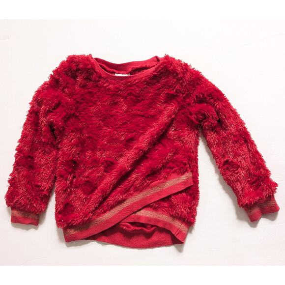 Nannette Kids Girls Red Fuzzy Sparkle Faux Fur Sweater Size 6 – Cozy & Festive - Picture 4 of 9